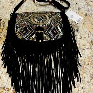 NWT Big Buddha Black Suede Crossbody